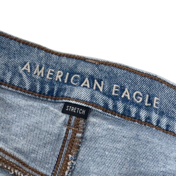 American Eagle Womens Distressed Patched Denim Shorts Size 4 High Rise - Picture 2 of 12
